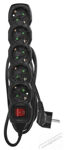 Emos PC1521R 5 aljzat 1,5méter 1,5mm2 kapcsolós fekete hosszabbító Háztartás / Otthon / Kültér - Világítás / elektromosság - Hálózati elosztó / hosszabbító / adapter - 418721