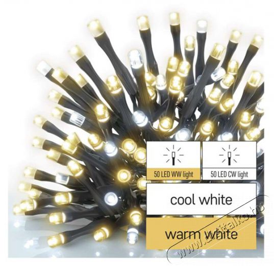 Emos D1AN01 10m 100LED IP44 melegfehér-hidegfehér/id CNT - fényfüzér Háztartás / Otthon / Kültér - Világítás / elektromosság - Led szalag / fényfüzér - 456118