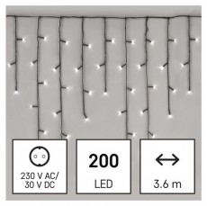 Emos D4CC01 3,6m/200LED/k&uuml;l-belt&eacute;ri/hideg feh&eacute;r j&eacute;gcsap kar&aacute;csonyi LED f&eacute;nyf&uuml;gg&ouml;ny H&aacute;ztart&aacute;s / Otthon / K&uuml;lt&eacute;r - Vil&aacute;g&iacute;t&aacute;s / elektromoss&aacute;g - Led szalag / f&eacute;nyf&uuml;z&eacute;r - 456635