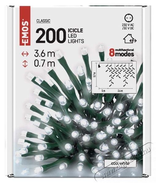 Emos D4CC01 3,6m/200LED/k&uuml;l-belt&eacute;ri/hideg feh&eacute;r j&eacute;gcsap kar&aacute;csonyi LED f&eacute;nyf&uuml;gg&ouml;ny H&aacute;ztart&aacute;s / Otthon / K&uuml;lt&eacute;r - Vil&aacute;g&iacute;t&aacute;s / elektromoss&aacute;g - Led szalag / f&eacute;nyf&uuml;z&eacute;r - 456635
