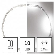 Emos D3AC06 LED 0,9m/10LED/beltéri/2xAA/időzítős/hideg fehér nano karácsonyi LED fényfüzér Háztartás / Otthon / Kültér - Világítás / elektromosság - Led szalag / fényfüzér - 457215