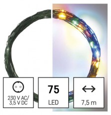 Emos D3AM02 LED 7,5m/75LED/kül-beltéri/időzítős/többszínű nano karácsonyi LED fényfüzér Háztartás / Otthon / Kültér - Világítás / elektromosság - Hangulat teremtő világítás - 456772