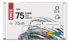 Emos D3AM02 LED 7,5m/75LED/kül-beltéri/időzítős/többszínű nano karácsonyi LED fényfüzér Háztartás / Otthon / Kültér - Világítás / elektromosság - Hangulat teremtő világítás - 456772
