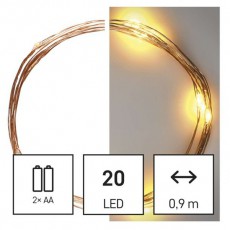 Emos D3AW07 LED 1,9 m/20LED/beltéri/időzítős/2xAA/meleg fehér nano karácsonyi LED fényfüzér Háztartás / Otthon / Kültér - Világítás / elektromosság - Led szalag / fényfüzér - 457218