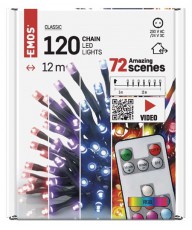 Emos D4AA03 12m/120LED/kül-beltéri/RGB/időzítős színes karácsonyi LED fényfüzér Háztartás / Otthon / Kültér - Világítás / elektromosság - Hangulat teremtő világítás - 456773