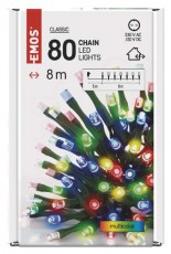 Emos D4AM02 8m/80LED/kül-beltéri/időzítős/többszínű karácsonyi LED fényfüzér Háztartás / Otthon / Kültér - Világítás / elektromosság - Hangulat teremtő világítás - 456779