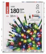 Emos D4AM09 18m/180LED/kül-beltéri/többszínű karácsonyi LED fényfüzér Háztartás / Otthon / Kültér - Világítás / elektromosság - Hangulat teremtő világítás - 456775