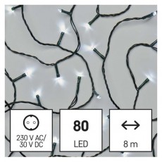 Emos D4AC02 8m/80LED/kül-beltéri/időzítős/hideg fehér karácsonyi LED fényfüzér Háztartás / Otthon / Kültér - Világítás / elektromosság - Led szalag / fényfüzér - 462011