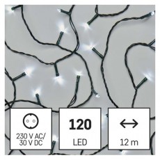 Emos D4AC03 12m/120LED/kül-beltéri/időzítős/hideg fehér karácsonyi LED fényfüzér Háztartás / Otthon / Kültér - Világítás / elektromosság - Led szalag / fényfüzér - 462012