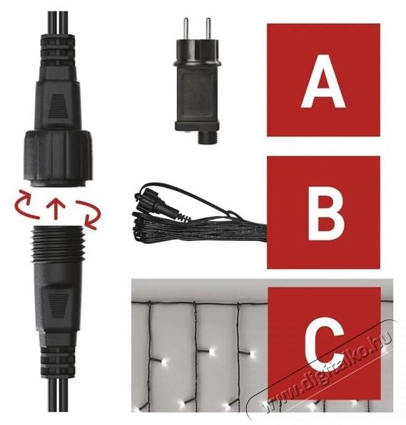 Emos D1CC03 CNT 2,5m 100LED IP44 12W időz&iacute;tős hideg feh&eacute;r j&eacute;gcsapok kezdő k&eacute;szlet H&aacute;ztart&aacute;s / Otthon / K&uuml;lt&eacute;r - Vil&aacute;g&iacute;t&aacute;s / elektromoss&aacute;g - Led szalag / f&eacute;nyf&uuml;z&eacute;r - 500425