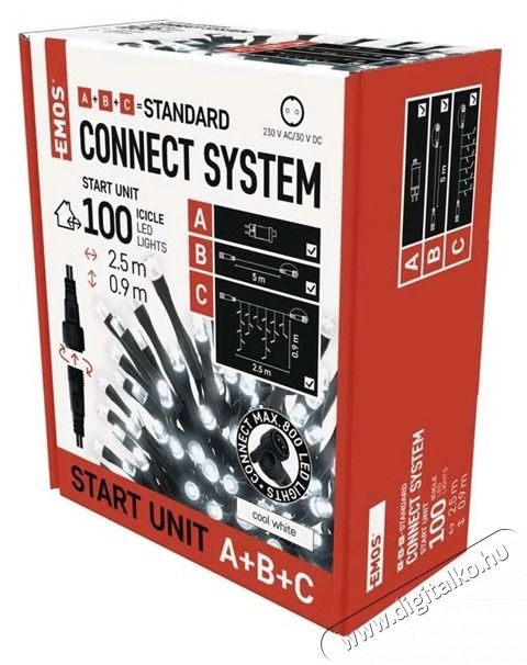Emos D1CC03 CNT 2,5m 100LED IP44 12W időz&iacute;tős hideg feh&eacute;r j&eacute;gcsapok kezdő k&eacute;szlet H&aacute;ztart&aacute;s / Otthon / K&uuml;lt&eacute;r - Vil&aacute;g&iacute;t&aacute;s / elektromoss&aacute;g - Led szalag / f&eacute;nyf&uuml;z&eacute;r - 500425