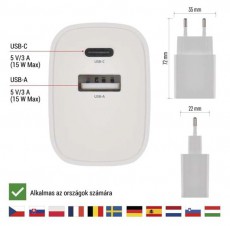 Emos BASIC 15 W max. univerzális USB töltő Akkuk és töltők - Li-ion akkumulátor és töltő (gyári) - Töltő / hálózati adapter - 506845