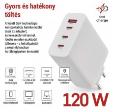 Emos GaN PD 120 W max. univerzális USB töltő Akkuk és töltők - Li-ion akkumulátor és töltő (gyári) - Töltő / hálózati adapter - 506850