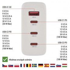 Emos GaN PD 120 W max. univerzális USB töltő Akkuk és töltők - Li-ion akkumulátor és töltő (gyári) - Töltő / hálózati adapter - 506850
