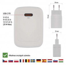 Emos GaN PD 20 W max. univerzális USB töltő Akkuk és töltők - Li-ion akkumulátor és töltő (gyári) - Töltő / hálózati adapter - 506846