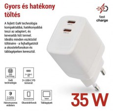 Emos GaN PD 35 W max. univerzális USB töltő Akkuk és töltők - Li-ion akkumulátor és töltő (gyári) - Töltő / hálózati adapter - 506848