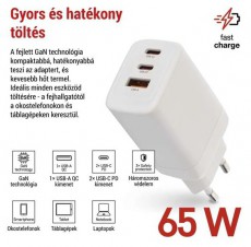 Emos GaN PD 65 W max. univerzális USB töltő Akkuk és töltők - Li-ion akkumulátor és töltő (gyári) - Töltő / hálózati adapter - 506849
