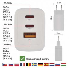 Emos GaN PD 65 W max. univerzális USB töltő Akkuk és töltők - Li-ion akkumulátor és töltő (gyári) - Töltő / hálózati adapter - 506849