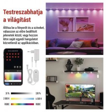 Emos GoSmart 255 cm-es lánc, 12 rész, 7 W, RGBIC+CCT, dimmelhető, WiFi LED reflektor Fotó-Videó kiegészítők - Fényterelő - Reflektor - 507234
