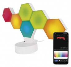 Emos GoSmart Hexagon fehér, 6 részből álló, RGBIC dimmelhető, WiFi LED asztali lámpa Háztartás / Otthon / Kültér - Világítás / elektromosság - Asztali lámpa - 507204