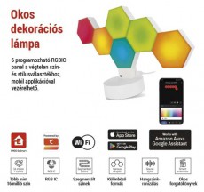 Emos GoSmart Hexagon fehér, 6 részből álló, RGBIC dimmelhető, WiFi LED asztali lámpa Háztartás / Otthon / Kültér - Világítás / elektromosság - Asztali lámpa - 507204