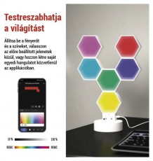 Emos GoSmart Hexagon fehér, 6 részből álló, RGBIC dimmelhető, WiFi LED asztali lámpa Háztartás / Otthon / Kültér - Világítás / elektromosság - Asztali lámpa - 507204