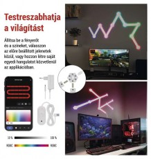 Emos GoSmart Lines fehér, 9 részből álló, 34 W, RGBIC dimmelhető, WiFi LED lámpa Fotó-Videó kiegészítők - Lámpa - LED lámpa - 507213