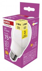 Emos ZQ5E51 A60 E27/9,5 W (75 W)/1055 lm/meleg feh&eacute;r classic LED izz&oacute; H&aacute;ztart&aacute;s / Otthon / K&uuml;lt&eacute;r - Vil&aacute;g&iacute;t&aacute;s / elektromoss&aacute;g - E27 foglalat&uacute; izz&oacute; - 507838