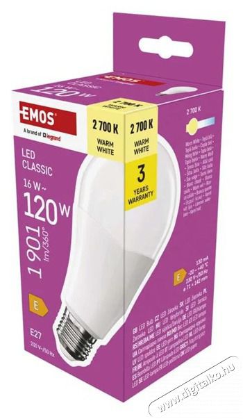 Emos ZQ5E71 classic A70 16W 1901lumen E27 LED izz&oacute; H&aacute;ztart&aacute;s / Otthon / K&uuml;lt&eacute;r - Vil&aacute;g&iacute;t&aacute;s / elektromoss&aacute;g - E27 foglalat&uacute; izz&oacute; - 508419