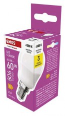 Emos ZQ1E43 E14/6,5 W (60 W)/806 lm/természetes fehér classic mini globe LED izzó Háztartás / Otthon / Kültér - Világítás / elektromosság - E14 foglalatú izzó - 508766
