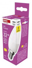 Emos ZQ3D13 Classic 2,5W 350lm E14 természetes fehér LED gyertya izzó Háztartás / Otthon / Kültér - Világítás / elektromosság - E14 foglalatú izzó - 508756