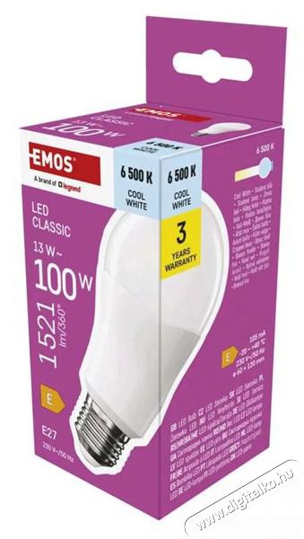 Emos ZQ5E64 classic A60 13W 1521lumen E27 LED izz&oacute; H&aacute;ztart&aacute;s / Otthon / K&uuml;lt&eacute;r - Vil&aacute;g&iacute;t&aacute;s / elektromoss&aacute;g - E27 foglalat&uacute; izz&oacute; - 508753