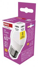 Emos ZQ6E43 Classic Mini Globe E27/6,5 W(60 W)/806 lm /természetes fehér LED izzó Háztartás / Otthon / Kültér - Világítás / elektromosság - E27 foglalatú izzó - 508754
