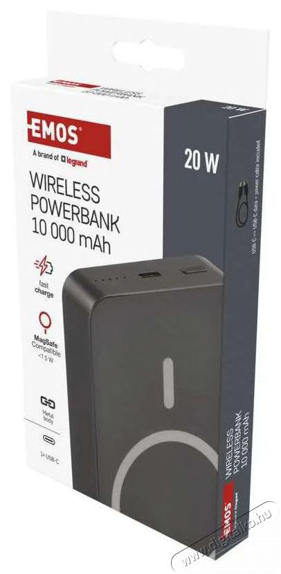 Emos WI 1046, 10 000 mAh, 20 W+Wireless, sz&uuml;rke powerbank Mobil / Kommunik&aacute;ci&oacute; / Smart - Powerbank / K&uuml;lső akkumul&aacute;tor &eacute;s t&ouml;ltő - 513836