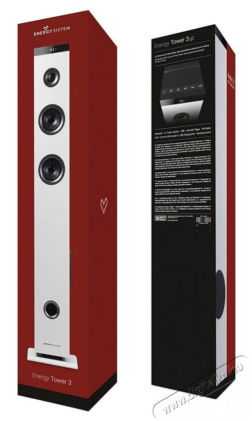 Energy Sistem EN 427239 Energy Tower 3 G2 Bluetooth hangsugárzó - fehér Audio-Video / Hifi / Multimédia - Hangfal - Hangfalszett - Hálózatról működő vezeték nélküli hangsugárzó - 331399
