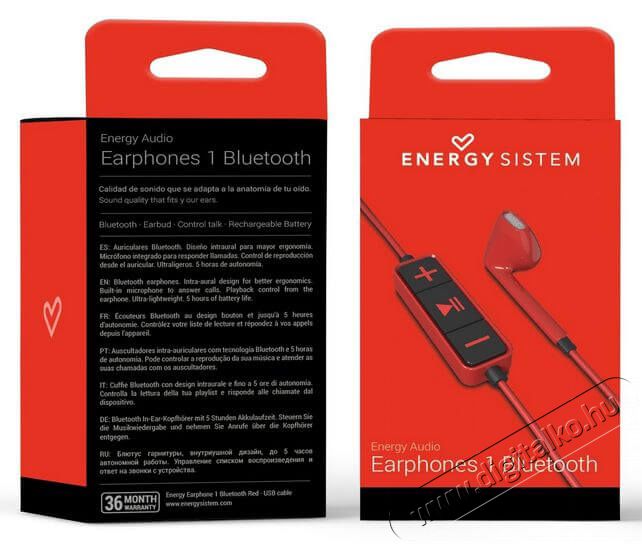 Energy Sistem EN 428410 Earphones 1 piros Bluetooth fülhallgató headset Újdonságok - Új termékek - 367519
