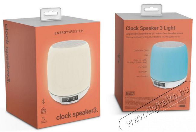 Energy Sistem EN 448708 Clock Speaker 3 Light RGB LED-es Bluetooth órás hangszóró Audio-Video / Hifi / Multimédia - Hordozható, vezeték nélküli / bluetooth hangsugárzó - Hordozható, vezeték nélküli / bluetooth hangsugárzó - 367494