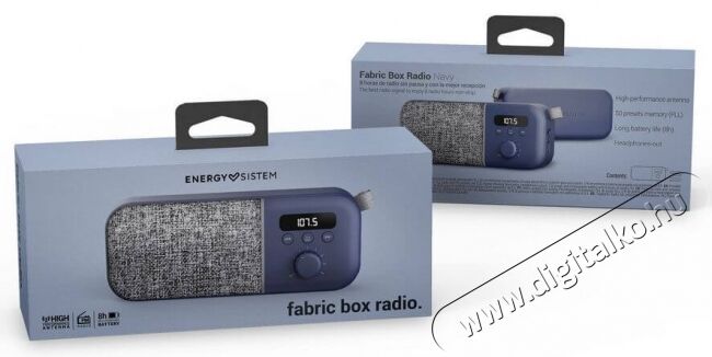 Energy Sistem EN 449958 Fabric Box Radio Bluetooth rádió - tengerészkék  Audio-Video / Hifi / Multimédia - Rádió / órás rádió - Hordozható, zseb-, táska rádió - 367504