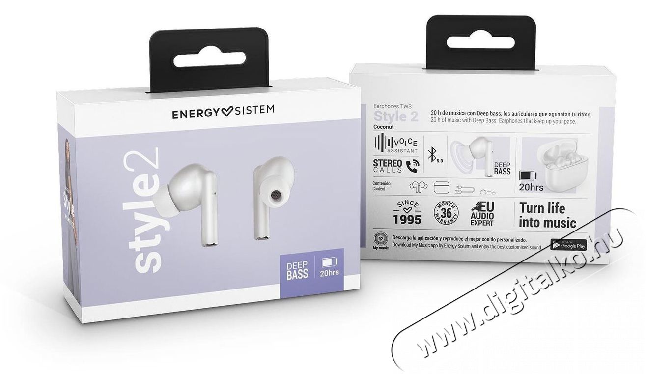 Energy Sistem Earphones True Wireless Style 2 Coconut Audio-Video / Hifi / Multim&eacute;dia - F&uuml;l &eacute;s Fejhallgat&oacute;k - F&uuml;lhallgat&oacute; mikrofonnal / headset - 518696