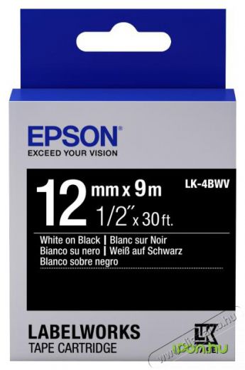 Epson LK4BWV VLEAR BLK/CLEAR 12/9 Iroda és számítástechnika - Címkenyomtató - Szalag címkenyomtatóhoz - 400890
