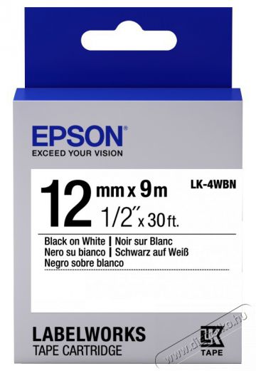 Epson S654021 STD BLK/WHT 12/9 SZALAG Iroda és számítástechnika - Címkenyomtató - Szalag címkenyomtatóhoz - 401910