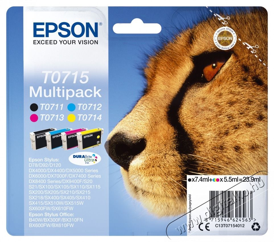 Epson T0715 Multipack Tintapatron csomag Iroda &eacute;s sz&aacute;m&iacute;t&aacute;stechnika - Nyomtat&oacute; - Kieg&eacute;sz&iacute;tő - 427139