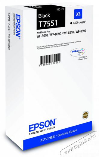 Epson T7551 5K XL fekete tintapatron Iroda és számítástechnika - Nyomtató - Kiegészítő - 448837