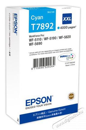 Epson T7892 patron cián Iroda és számítástechnika - Nyomtató - Kiegészítő - 453582