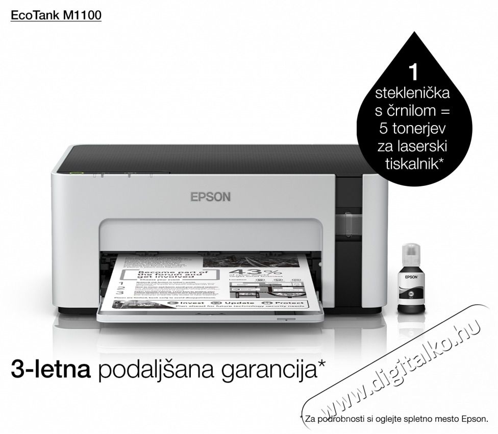 Epson Tintasugaras nyomtat&oacute; - EcoTank M1100 (A4, 1440x720 DPI, 32 lap/perc, USB) Iroda &eacute;s sz&aacute;m&iacute;t&aacute;stechnika - Nyomtat&oacute; - Tintasugaras / fot&oacute;nyomtat&oacute; - 486912