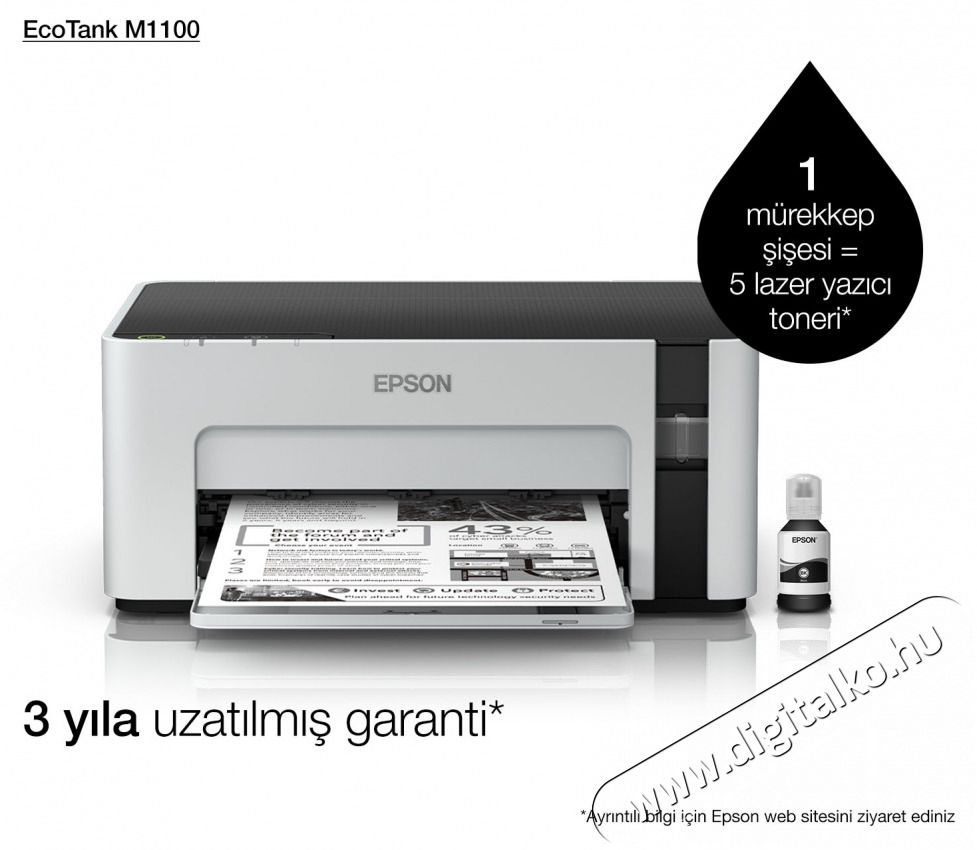 Epson Tintasugaras nyomtat&oacute; - EcoTank M1100 (A4, 1440x720 DPI, 32 lap/perc, USB) Iroda &eacute;s sz&aacute;m&iacute;t&aacute;stechnika - Nyomtat&oacute; - Tintasugaras / fot&oacute;nyomtat&oacute; - 486912