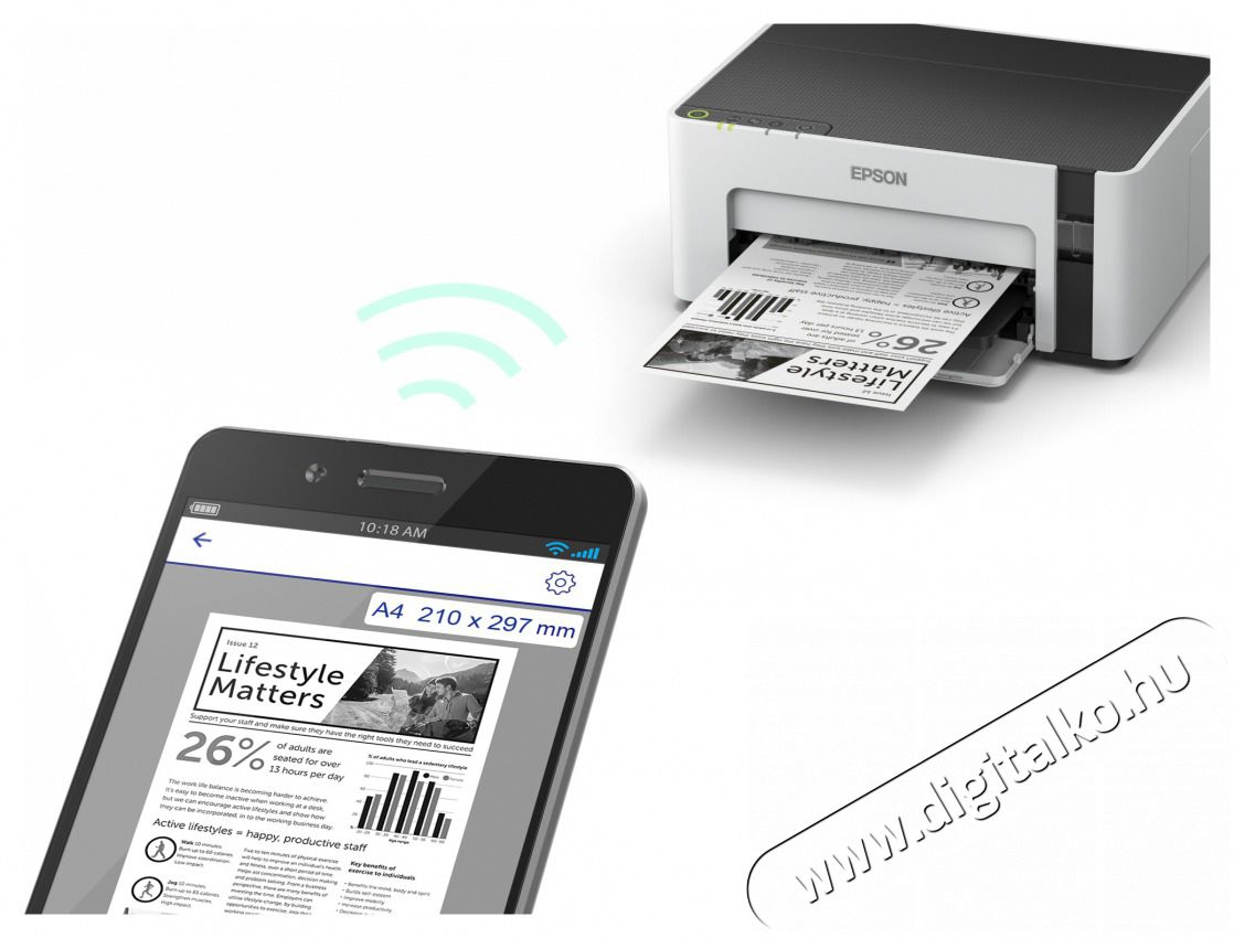 Epson Tintasugaras nyomtat&oacute; - EcoTank M1120 (A4, 1440x720 DPI, 32 lap/perc, USB/WIFI) Iroda &eacute;s sz&aacute;m&iacute;t&aacute;stechnika - Nyomtat&oacute; - Tintasugaras / fot&oacute;nyomtat&oacute; - 486913