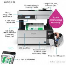 Epson EPSON Tintasugaras nyomtató - EcoTank L6460 (A4, MFP, színes,4800x1200 DPI,37 lap/perc, duplex, ADF, USB/LAN/Wifi) C11CJ89403 Iroda és számítástechnika - Nyomtató - Multifunkciós (tintasugaras) - 492469