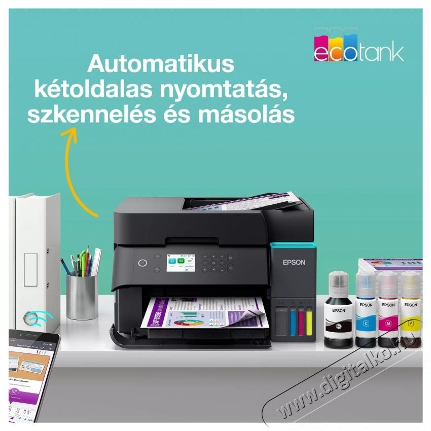 Epson EcoTank L6370 CISS Multifunkci&oacute;s tintasugaras nyomtat&oacute;, sz&iacute;nes, 4, ADF, Duplex, Wi-Fi, 4800x1200dpi, fekete Iroda &eacute;s sz&aacute;m&iacute;t&aacute;stechnika - Nyomtat&oacute; - Multifunkci&oacute;s (tintasugaras) - 532544