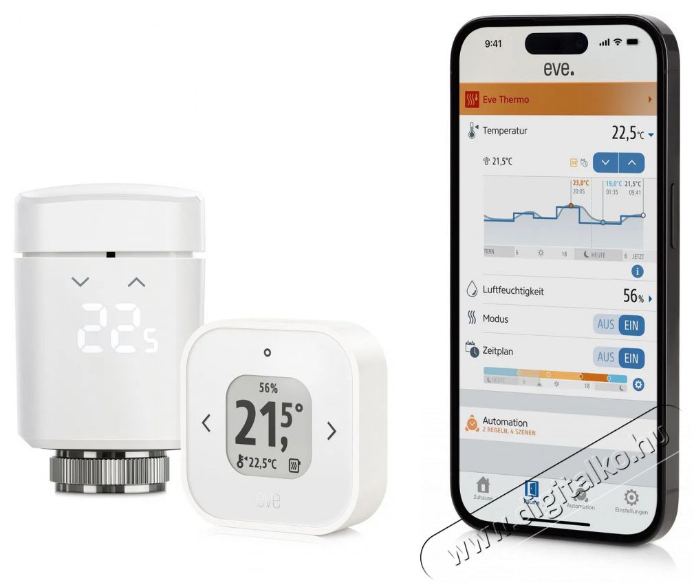 EVE Thermo Comfort Set Bundle - 1x Thermo Control (Matter) + 1x Eve Thermo (Matter) H&aacute;ztart&aacute;s / Otthon / K&uuml;lt&eacute;r - Okos otthon - Termoszt&aacute;t - 508089